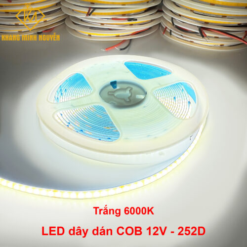 LED cuộn COB 12V 252 LED/m cuộn 5m - ánh sáng siêu mịn - màu trắng 6000K