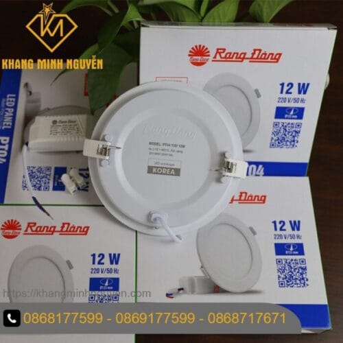 Đèn LED Panel âm trần (Downlight) RẠNG ĐÔNG PT04 135/9W có 2 màu trắng 6500K và vàng 3000K, đường kính khoét 135mm