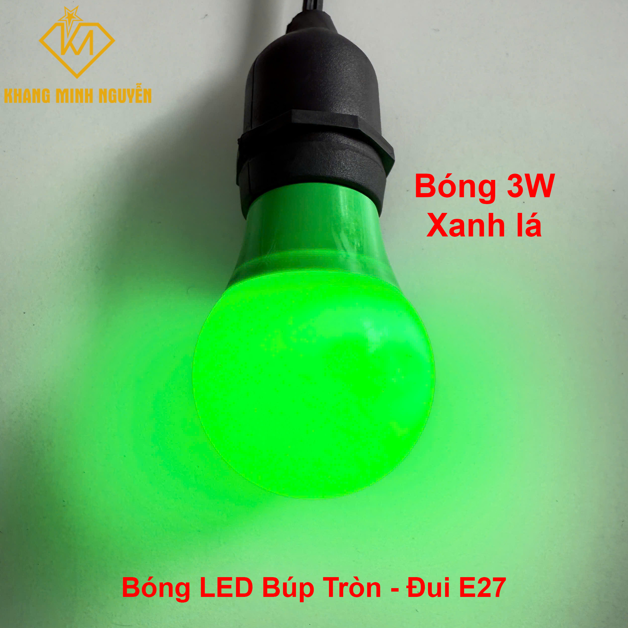 Bóng đèn búp tròn 3W - Xanh lá Bóng đèn búp tròn 3W - Xanh lá
