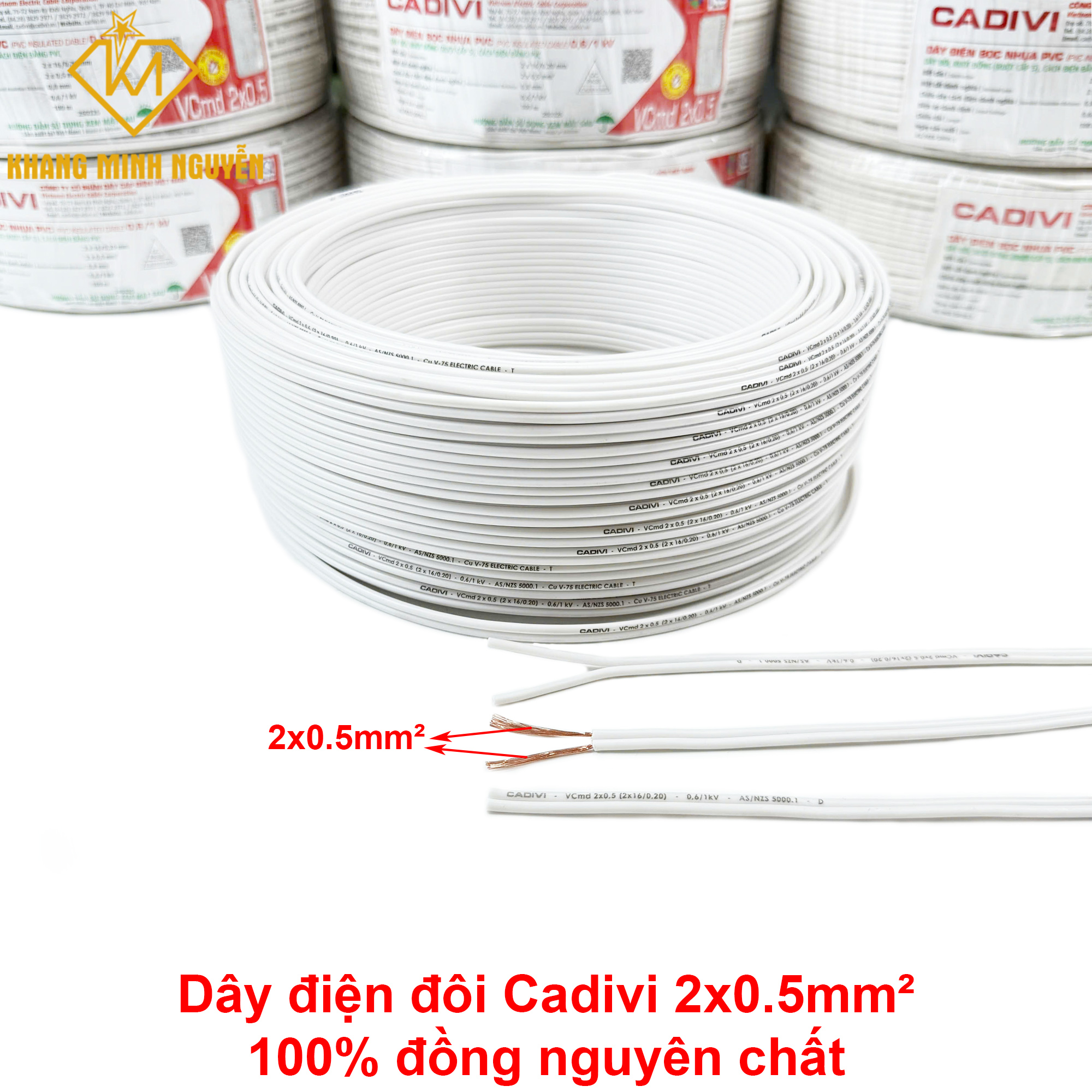 Dây điện CADIVI đôi 2x0.5mm - 0,6/1kV cuộn 100m - hàng chính hãng CADIVI