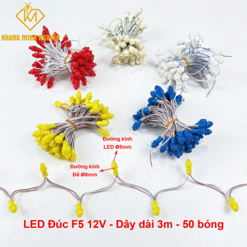 LED đúc F5, đế 8mm - chống nước dùng quấn cây, trang trí lễ tết