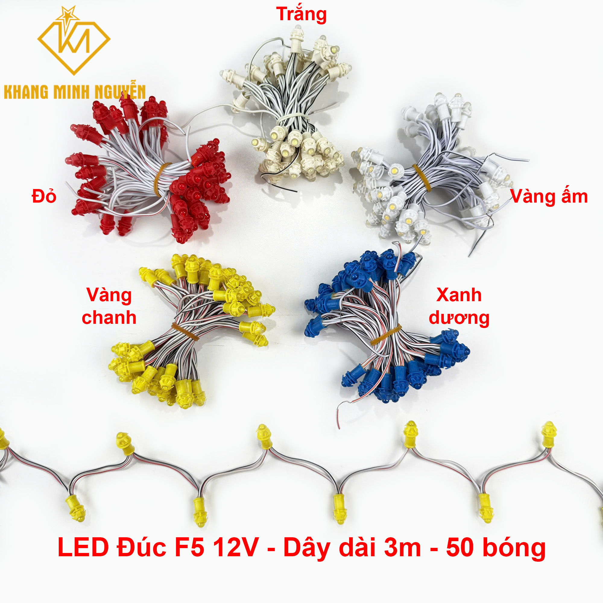 LED đúc F5, đế 8mm - chống nước dùng quấn cây, trang trí lễ tết LED đúc F5, đế 8mm - chống nước dùng quấn cây, trang trí lễ tết