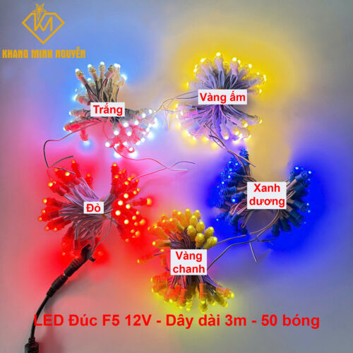 LED đúc F5, đế 8mm - chống nước dùng quấn cây, trang trí lễ tết