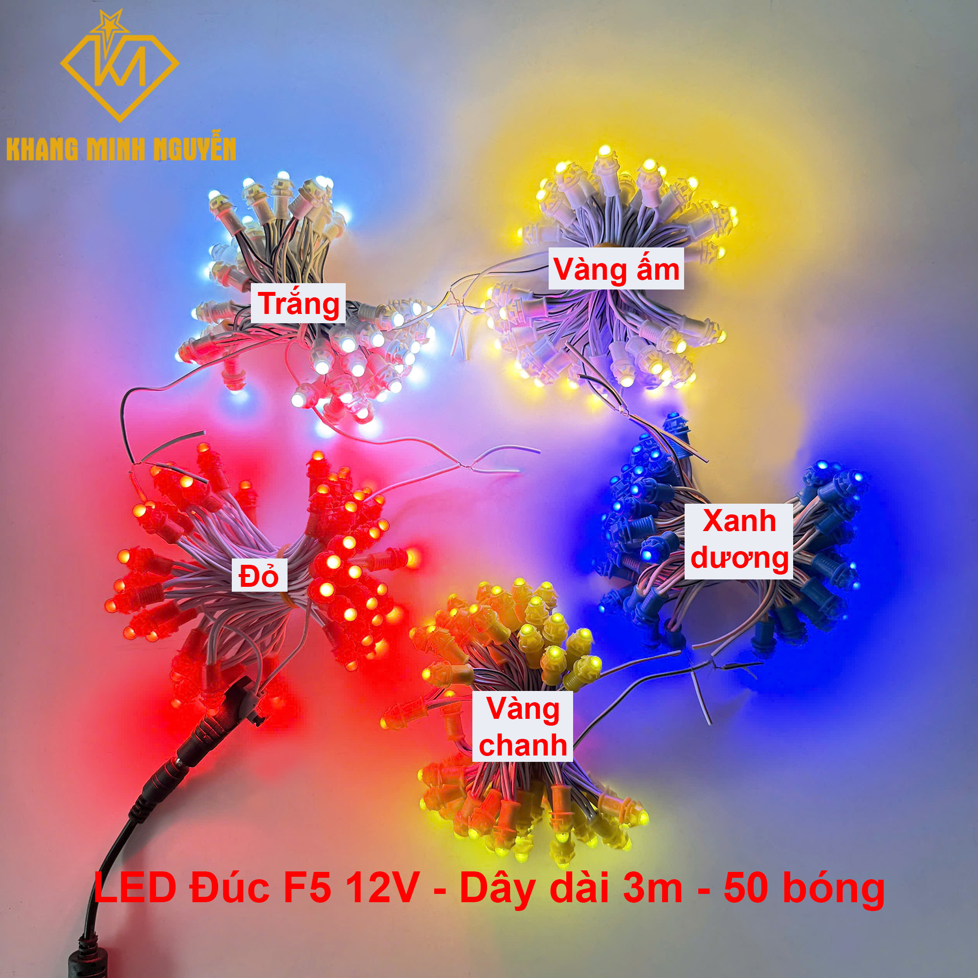 LED đúc F5, đế 8mm - chống nước dùng quấn cây, trang trí lễ tết LED đúc F5, đế 8mm - chống nước dùng quấn cây, trang trí lễ tết