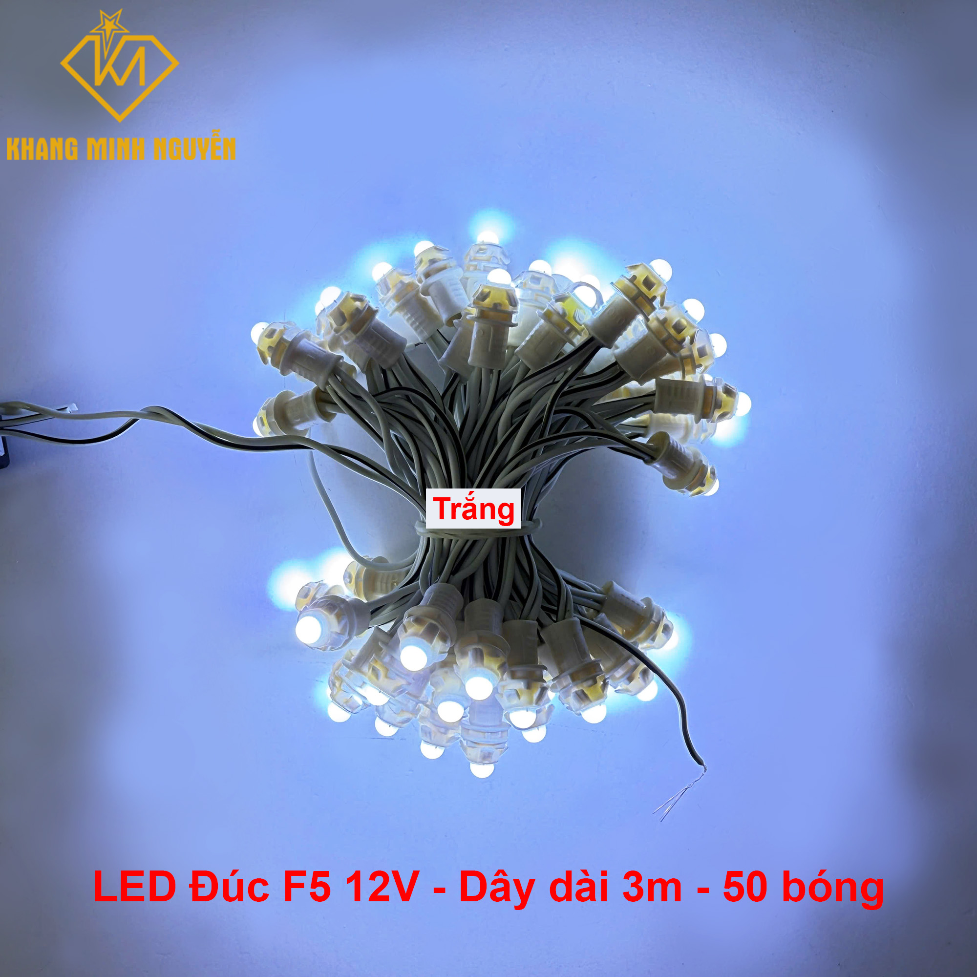 LED đúc F5 Trắng, đế 8mm - chống nước dùng quấn cây, trang trí lễ tết LED đúc F5 Trắng, đế 8mm - chống nước dùng quấn cây, trang trí lễ tết