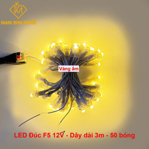 LED đúc F5 Vàng nắng, đế 8mm - chống nước dùng quấn cây, trang trí lễ tết