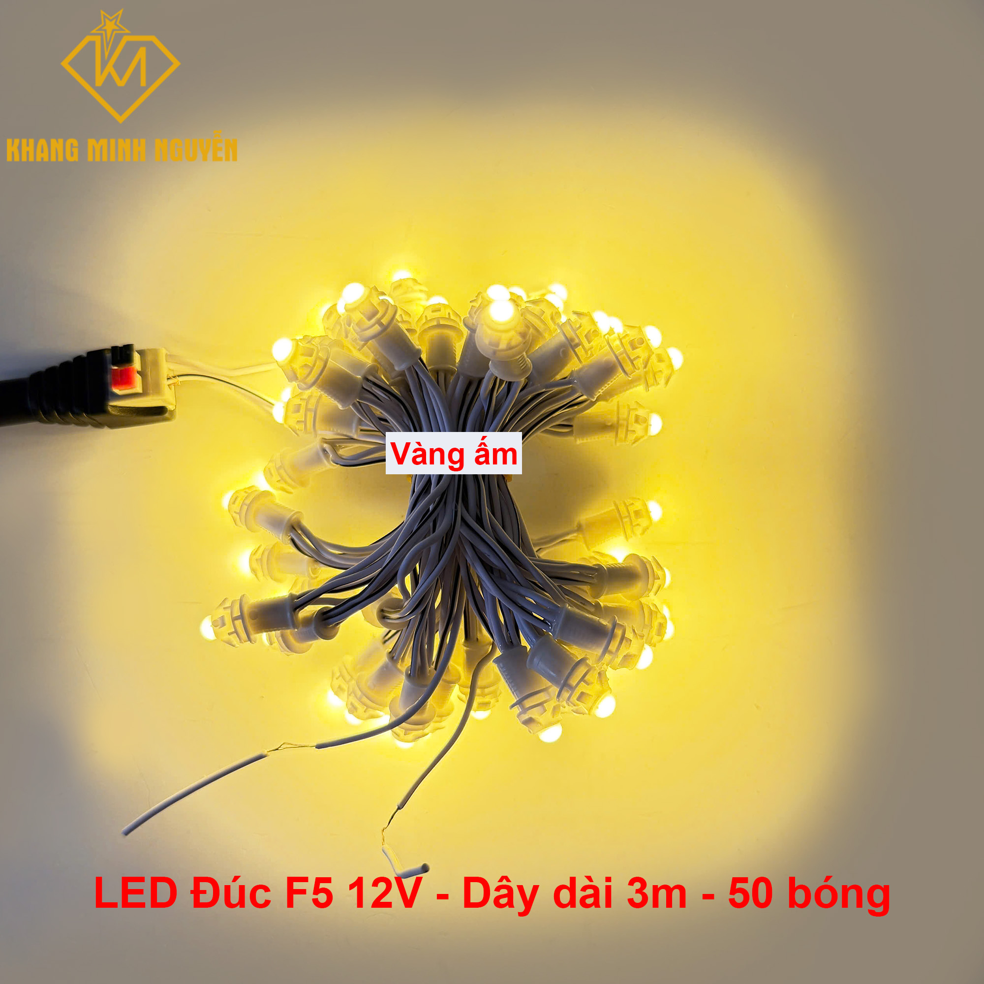 LED đúc F5 Vàng nắng, đế 8mm - chống nước dùng quấn cây, trang trí lễ tết LED đúc F5 Vàng nắng, đế 8mm - chống nước dùng quấn cây, trang trí lễ tết