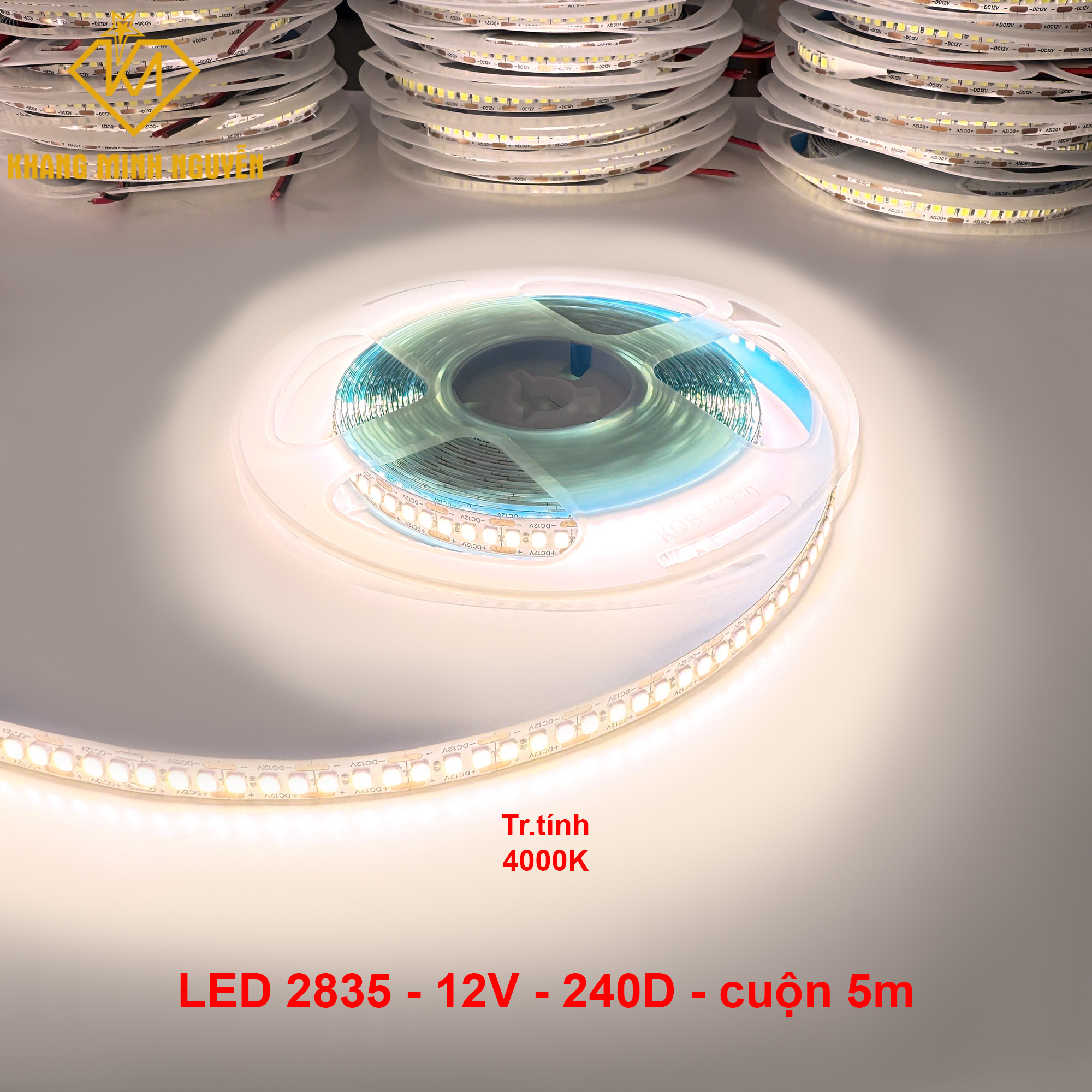 Đèn LED dây 2835 led 12v siêu sáng trung tính 4000K