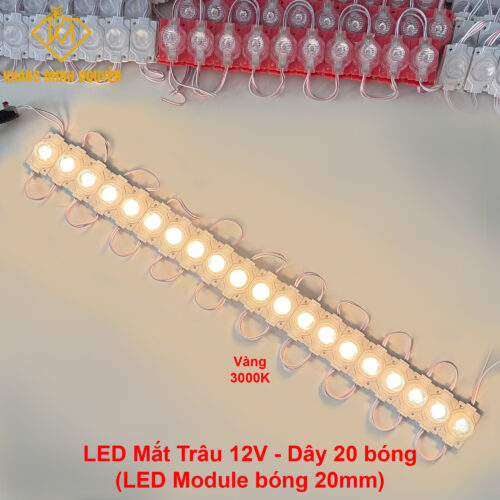 LED mắt trâu, LED module 20mm - 12V siêu sáng - màu vàng 3000K