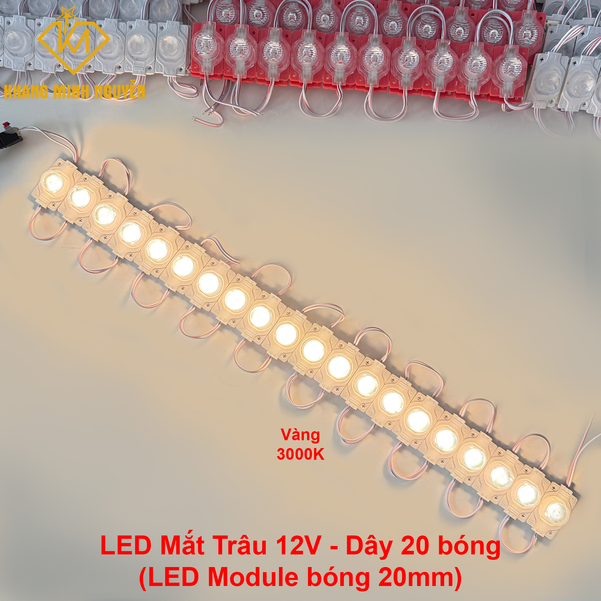 LED mắt trâu, LED module 20mm - 12V siêu sáng - màu vàng 3000K LED mắt trâu, LED module 20mm - 12V siêu sáng - màu vàng 3000K