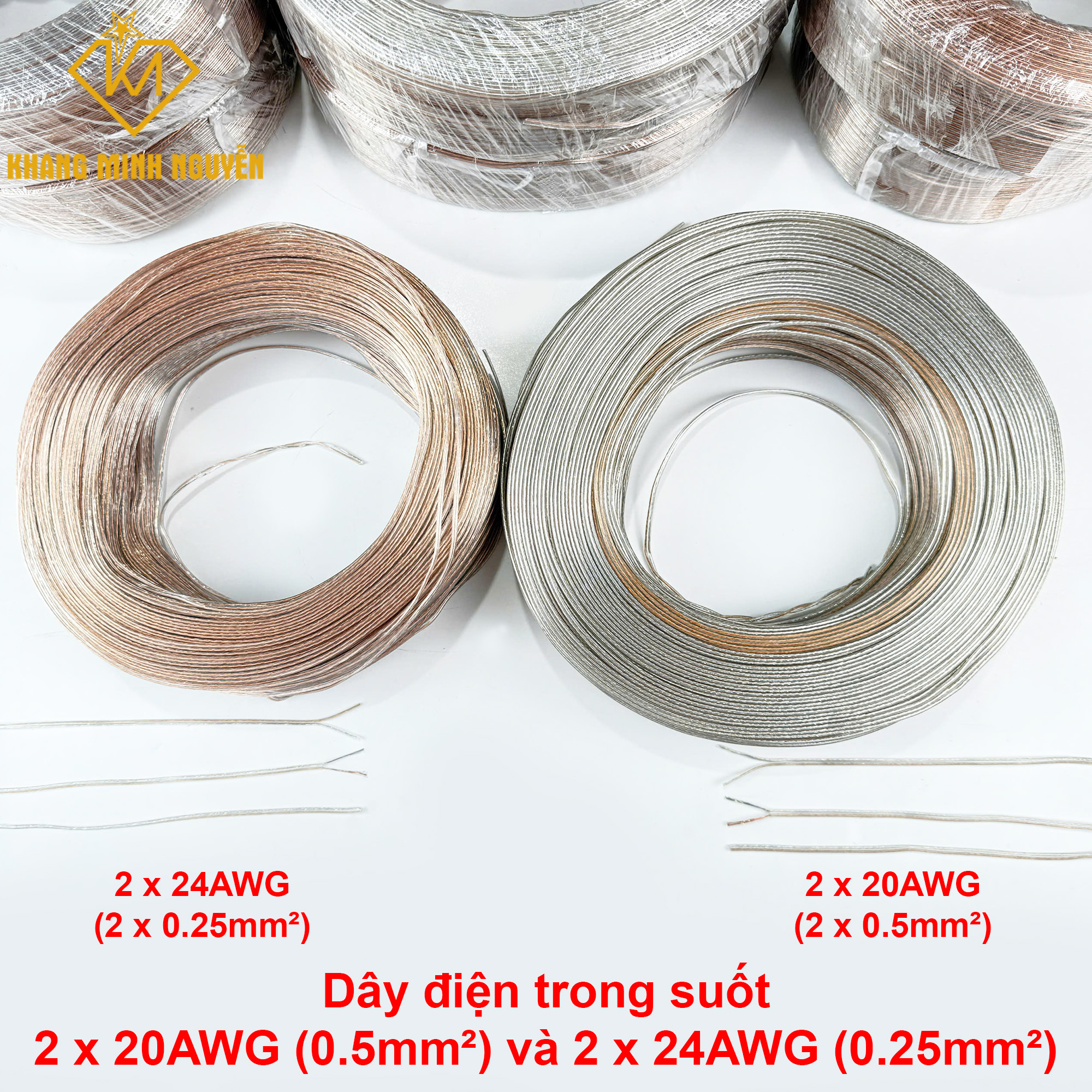 Dây điện đôi trong suốt chuyên dụng cho led neon, bảng hiệu, audio