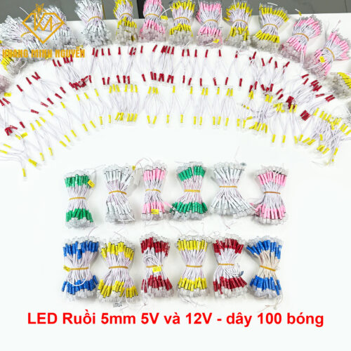 LED ruồi 5mm 5V và 12 V - chống nước làm bảng hiệu, hộp đèn, chạy chữ, trang trí cây