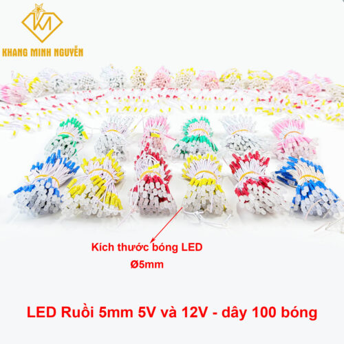 LED ruồi 5mm 5V và 12 V - chống nước làm bảng hiệu, hộp đèn, chạy chữ, trang trí cây