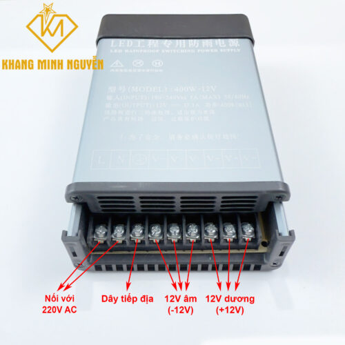 Nguồn ngoài trời 12V 33A 400W vỏ nhôm cao cấp dùng cho đèn led và camera