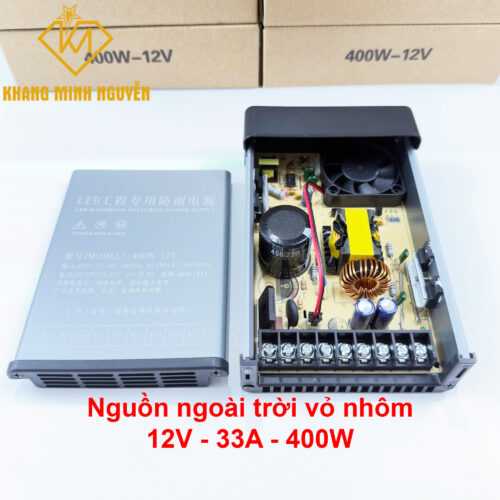 Nguồn ngoài trời 12V 33A 400W vỏ nhôm cao cấp dùng cho đèn led và camera