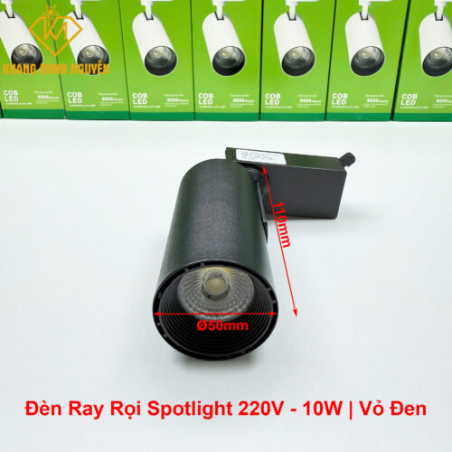 Đèn ray rọi, đèn spotlight, đèn rọi ống bơ 10W - Đen