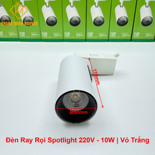 Đèn ray rọi, đèn spotlight, đèn rọi ống bơ 10W - Trắng