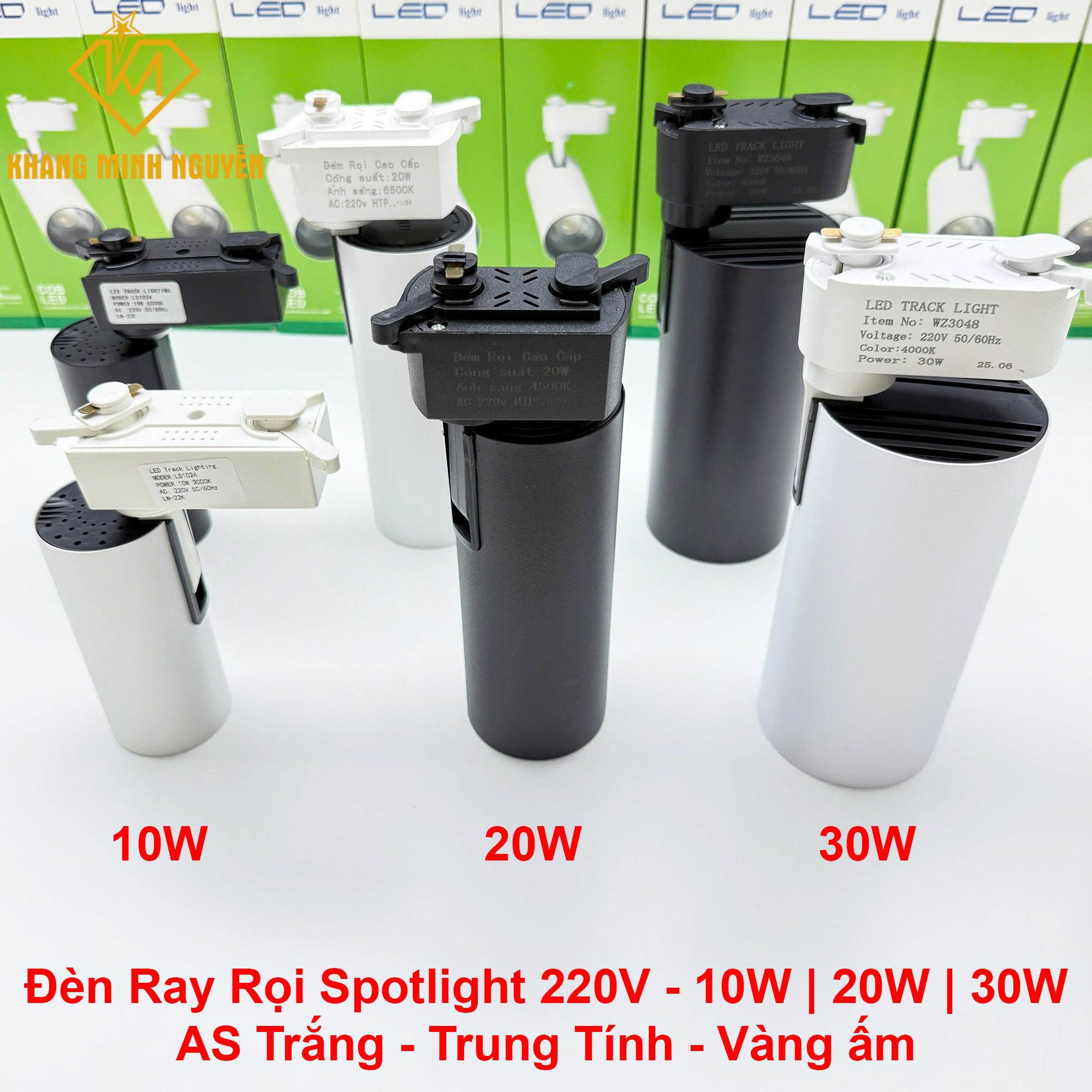Đèn ray rọi, đèn spotlight, đèn rọi ống bơ 10W | 20W | 30W