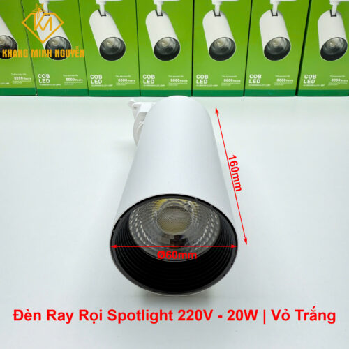 Đèn ray rọi, đèn spotlight, đèn rọi ống bơ 20W - Trắng