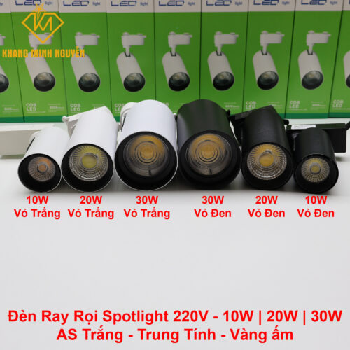 Đèn ray rọi, đèn spotlight, đèn rọi ống bơ 10W | 20W | 30W