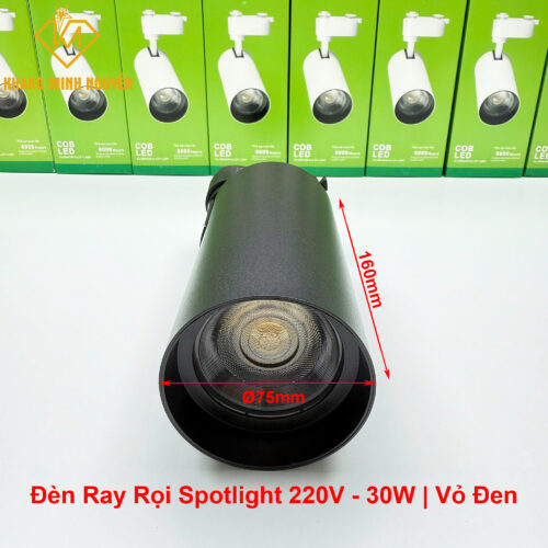 Đèn ray rọi, đèn spotlight, đèn rọi ống bơ 30W - Đen
