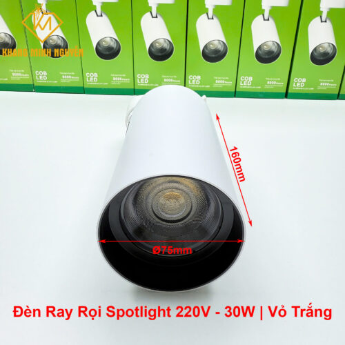 Đèn ray rọi, đèn spotlight, đèn rọi ống bơ 30W - Trắng