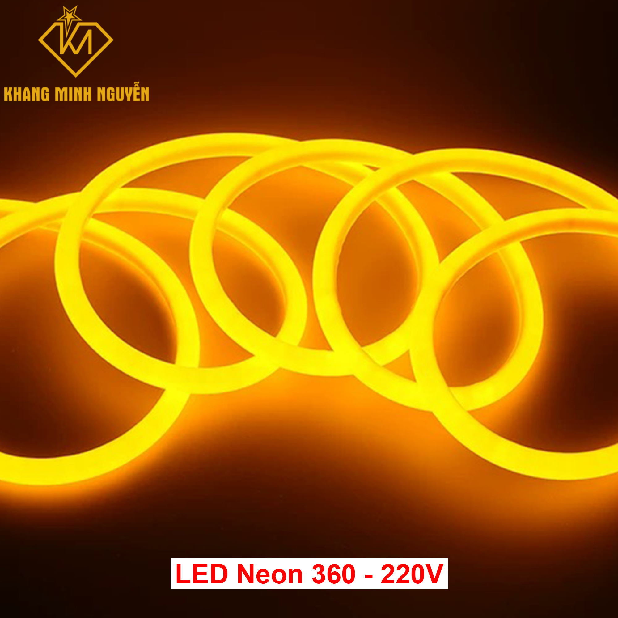 Combo 5m - Đèn LED Neon 360 độ 220V Vàng Ấm - 2835 - IP65