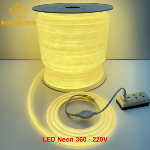 Combo 5m - Đèn LED Neon 360 độ 220V Vàng Ấm - 2835 - IP65