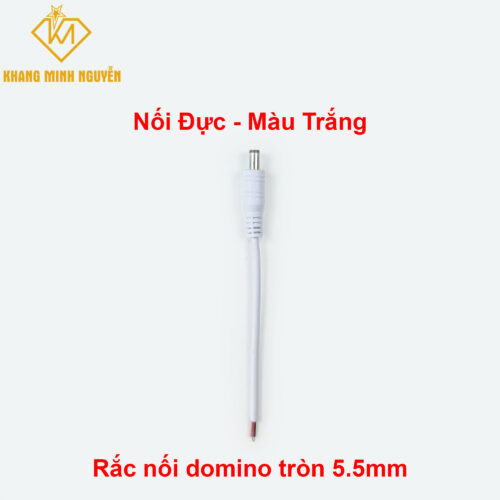 Jack nối, Rắc nối tròn 5.5mm DC - Jack Adapter 5.5mm Nối đực màu trắng