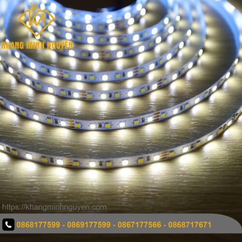 【LED 3 MÀU】120 Led/mét Đèn LED dây 2835 - 12V cuộn 5m - có keo 2 mặt, ánh sáng đổi 3 màu Trắng - Vàng - Trung tính