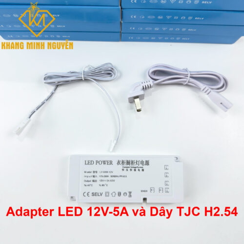 LED Adapter 12V - 5A - 60W và Jack TJC H2.54