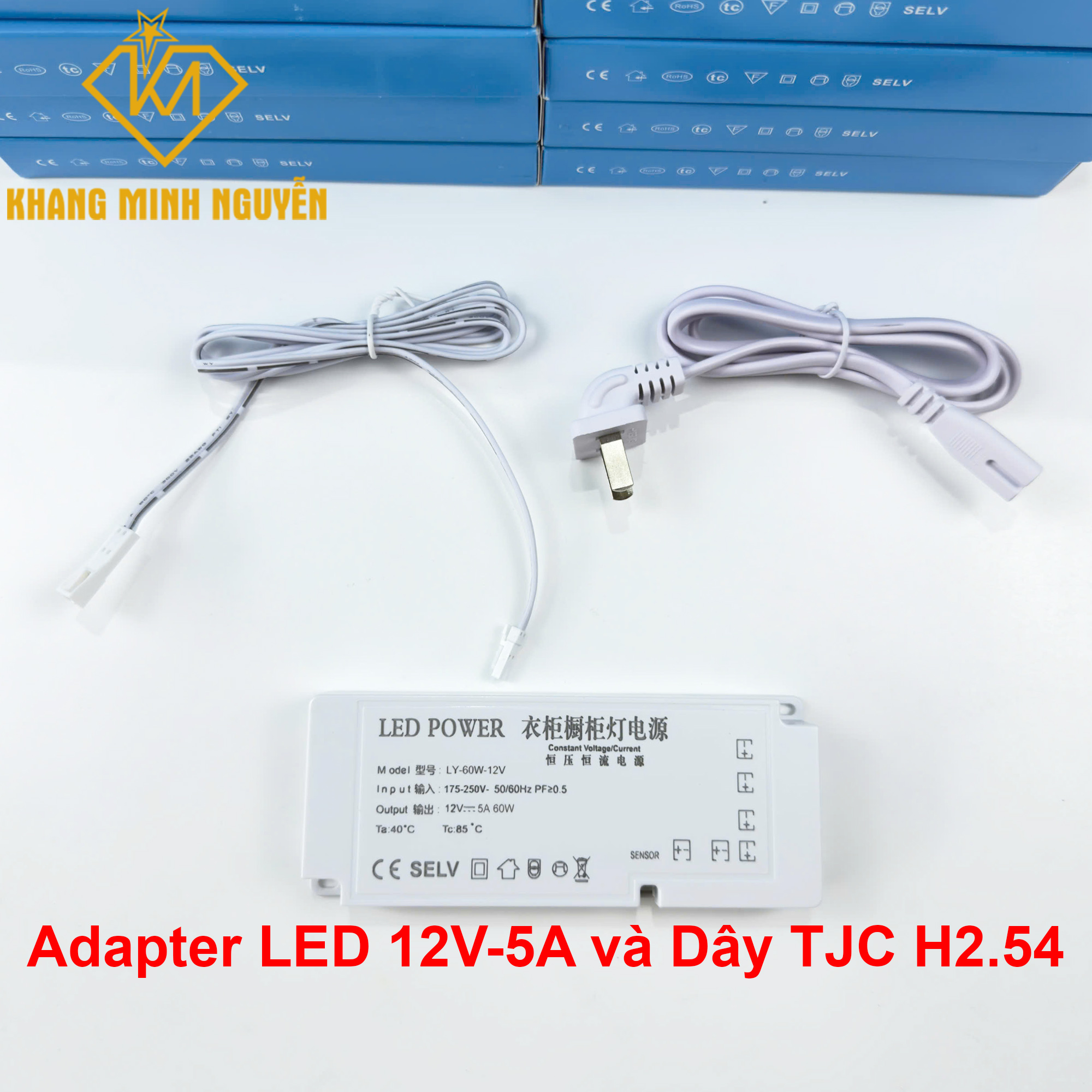 LED Adapter 12V - 5A - 60W và Jack TJC H2.54 LED Adapter 12V - 5A - 60W và Jack TJC H2.54
