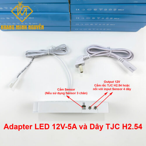 LED Adapter 12V - 5A - 60W và Jack TJC H2.54