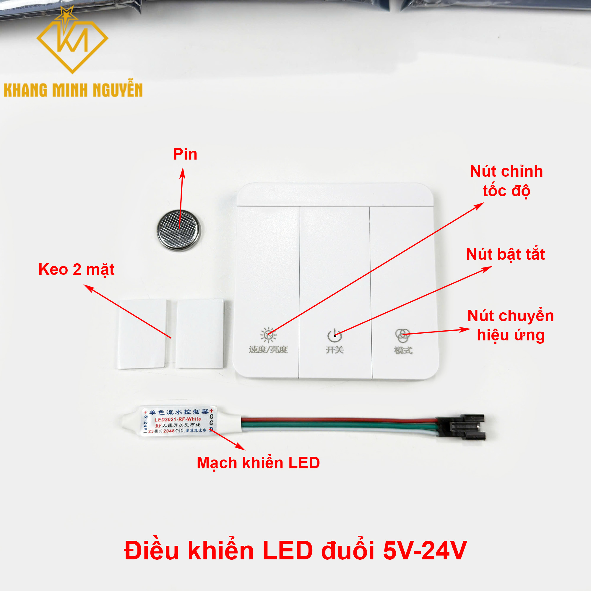 Điều khiển led chạy đuổi 3 dây từ 5V - 24V chuyên dùng cho các dây led sử dụng chip điều khiển 2811, 1903