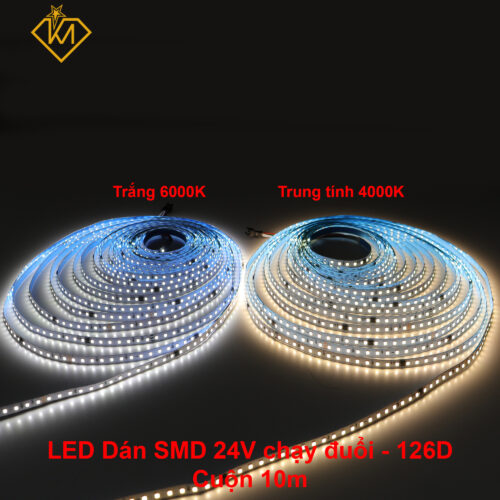 Cuộn 10m - Led dây dán 24V chạy đuổi điều khiển bằng
