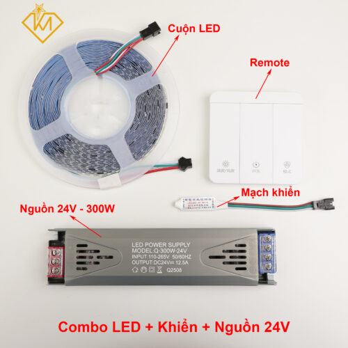 Cuộn 10m - Led dây dán 24V chạy đuổi điều khiển bằng