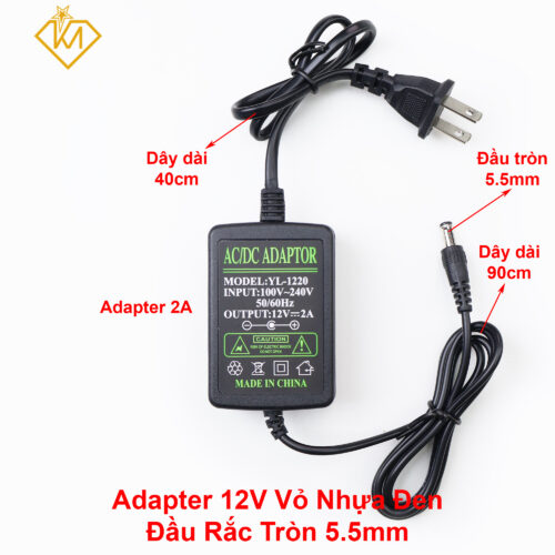 Adapter 12V - 2A - 24W đầu nguồn tròn 5.5mm