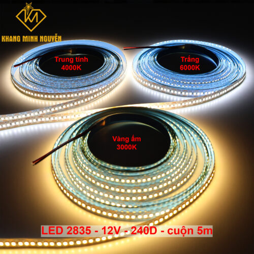 240 Led/mét - Đèn LED dây 2835 12V cuộn 5m