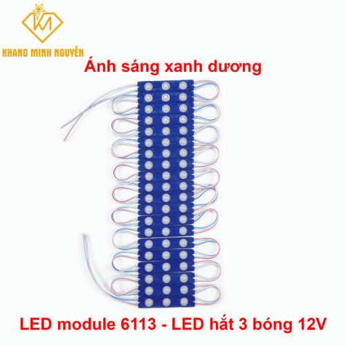 Led modul 3 bóng 6113 - 12V siêu sáng, ánh sáng xanh dương