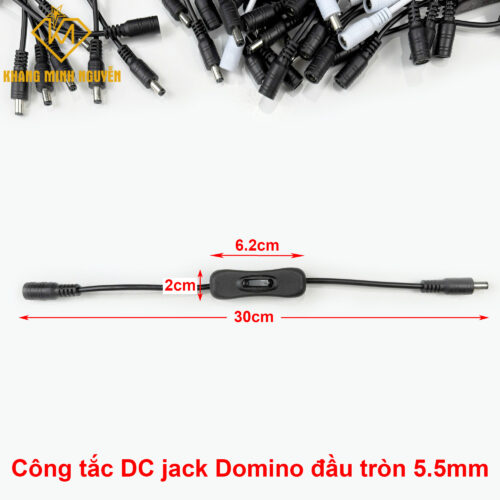 Công tắc DC đầu tròn Domino 5.5mmCông tắc DC đầu tròn Domino 5.5mm màu đen