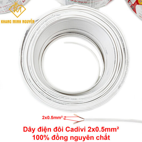 Dây điện CADIVI đôi 2x0.5mm - 0,6/1kV cuộn 100m - hàng chính hãng CADIVI