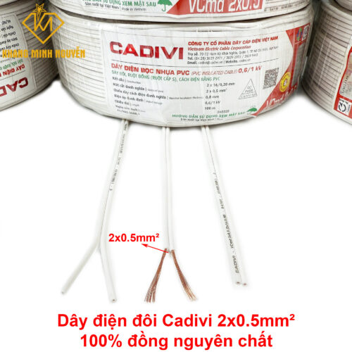Dây điện CADIVI đôi 2x0.5mm - 0,6/1kV cuộn 100m - hàng chính hãng CADIVI