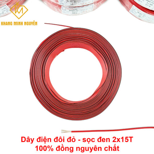 Dây đôi 2 màu đỏ sọc đen chuyên dụng cho đèn led, bảng hiệu