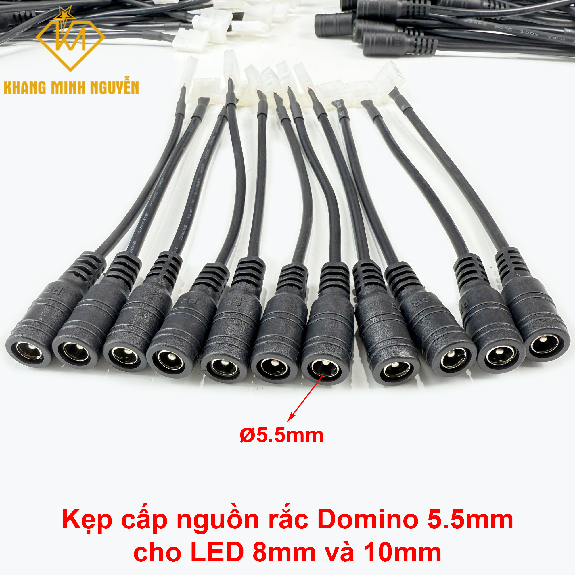 Jack nối, Rắc nối nhanh dây led với nguồn DC đầu tròn cổng Domino 5.5mm