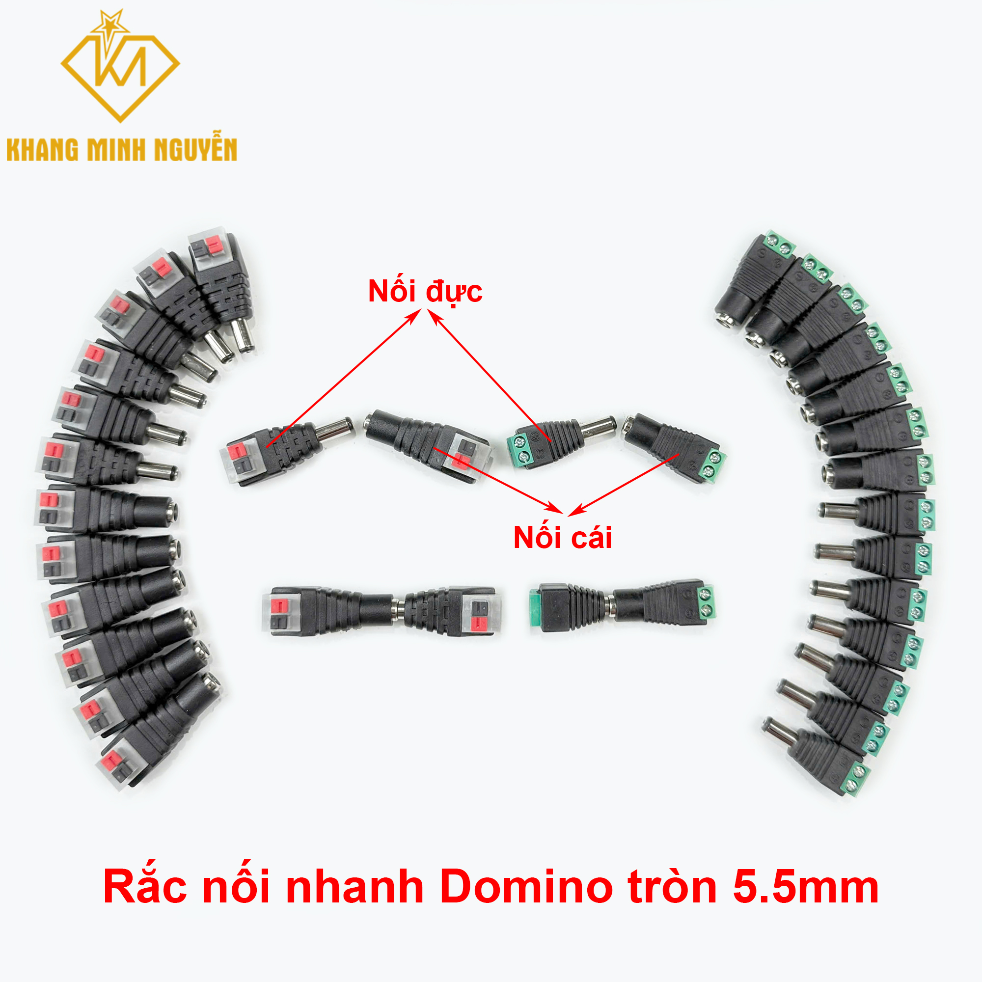 Jack nối, Rắc nối nhanh DC đầu tròn cổng Domino 5.5mm Jack nối, Rắc nối nhanh DC đầu tròn cổng Domino 5.5mm