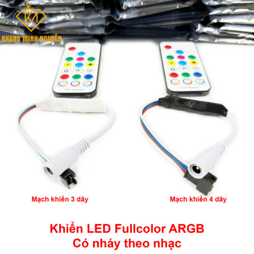 Điều khiển không dây nháy theo nhạc 17 nút dùng cho led full color 3-4 dây chip 1903, 16703, 2811 và nhiều dòng chip khác