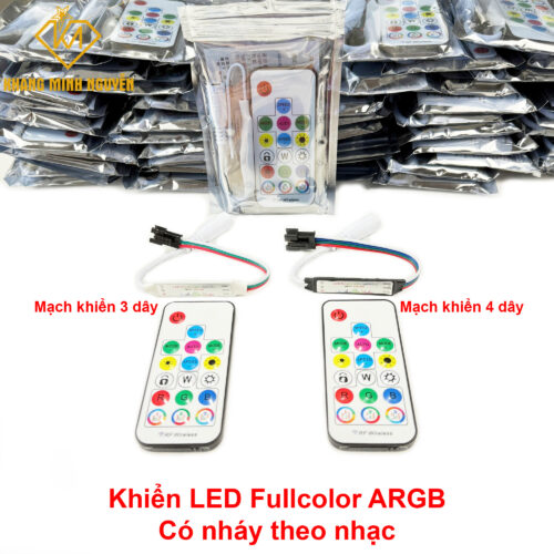 Điều khiển không dây nháy theo nhạc 17 nút dùng cho led full color 3-4 dây chip 1903, 16703, 2811 và nhiều dòng chip khác