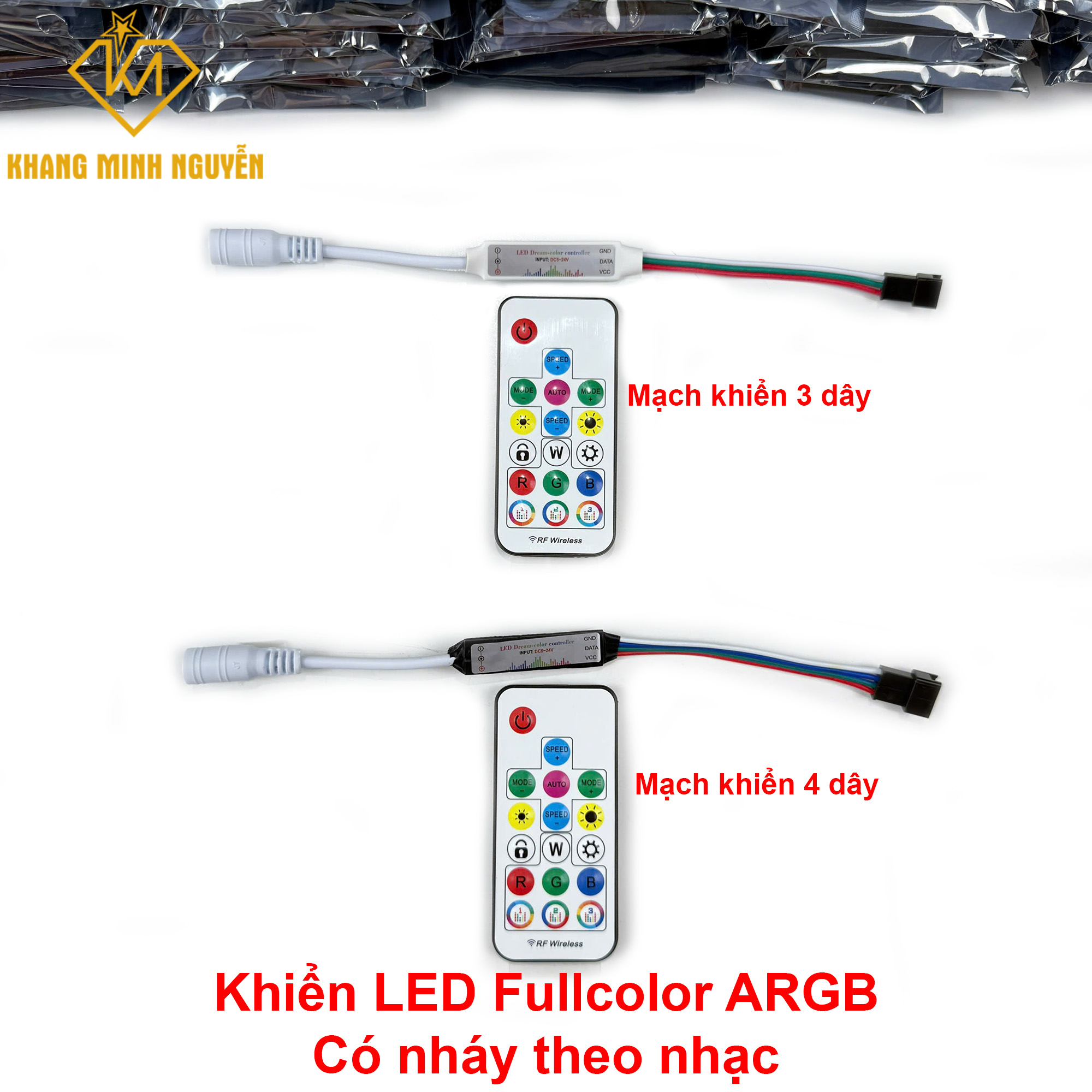 Điều khiển không dây nháy theo nhạc 17 nút dùng cho led full color 3-4 dây chip 1903, 16703, 2811 và nhiều dòng chip khác