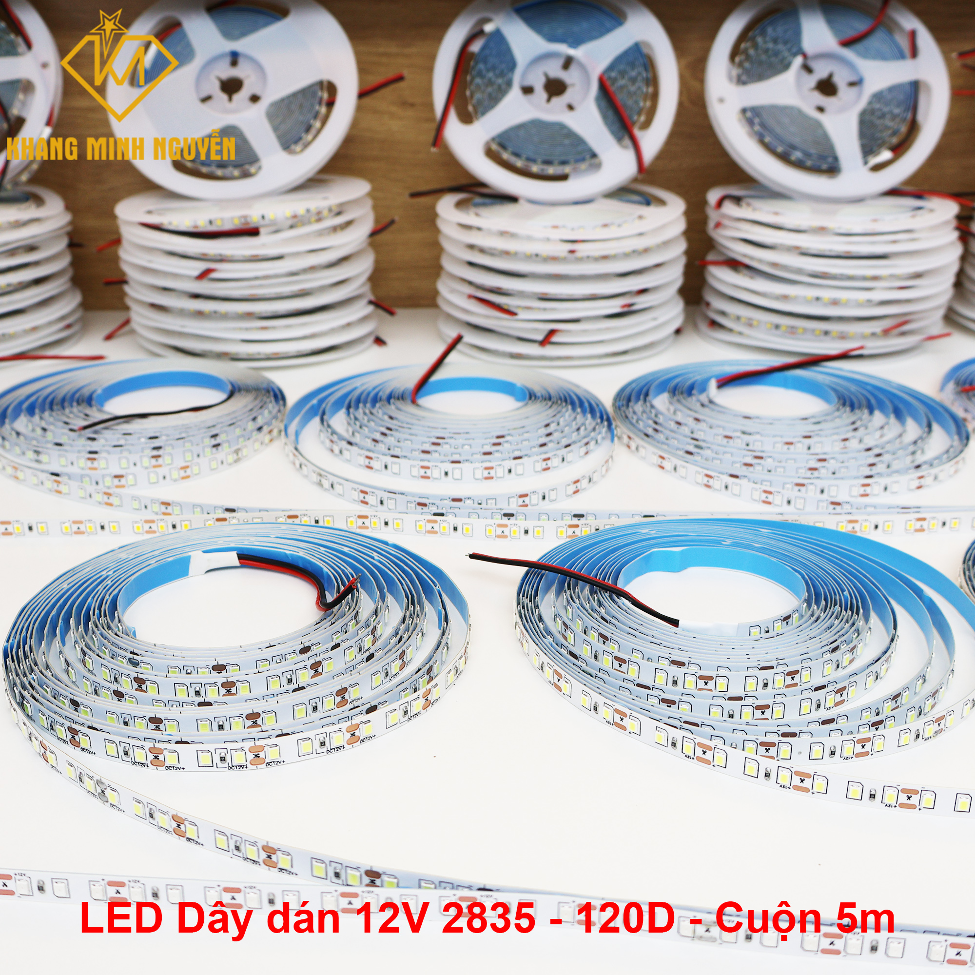 Đèn LED dây 12V 2835 SMD 120 mắt/mét - cuộn 5m Đèn LED dây 12V 2835 SMD 120 mắt/mét - cuộn 5m