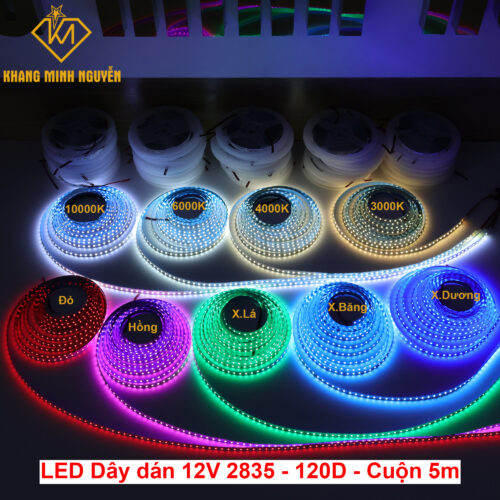 Đèn LED dây 12V 2835 SMD 120 mắt/mét - cuộn 5m